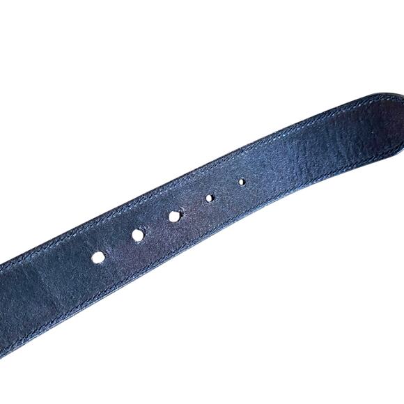 VTG Western Acorn Tooled Sz 32” Dark Brown Gun Metal Buckle Rhinestone Bling - Picture 9 of 12